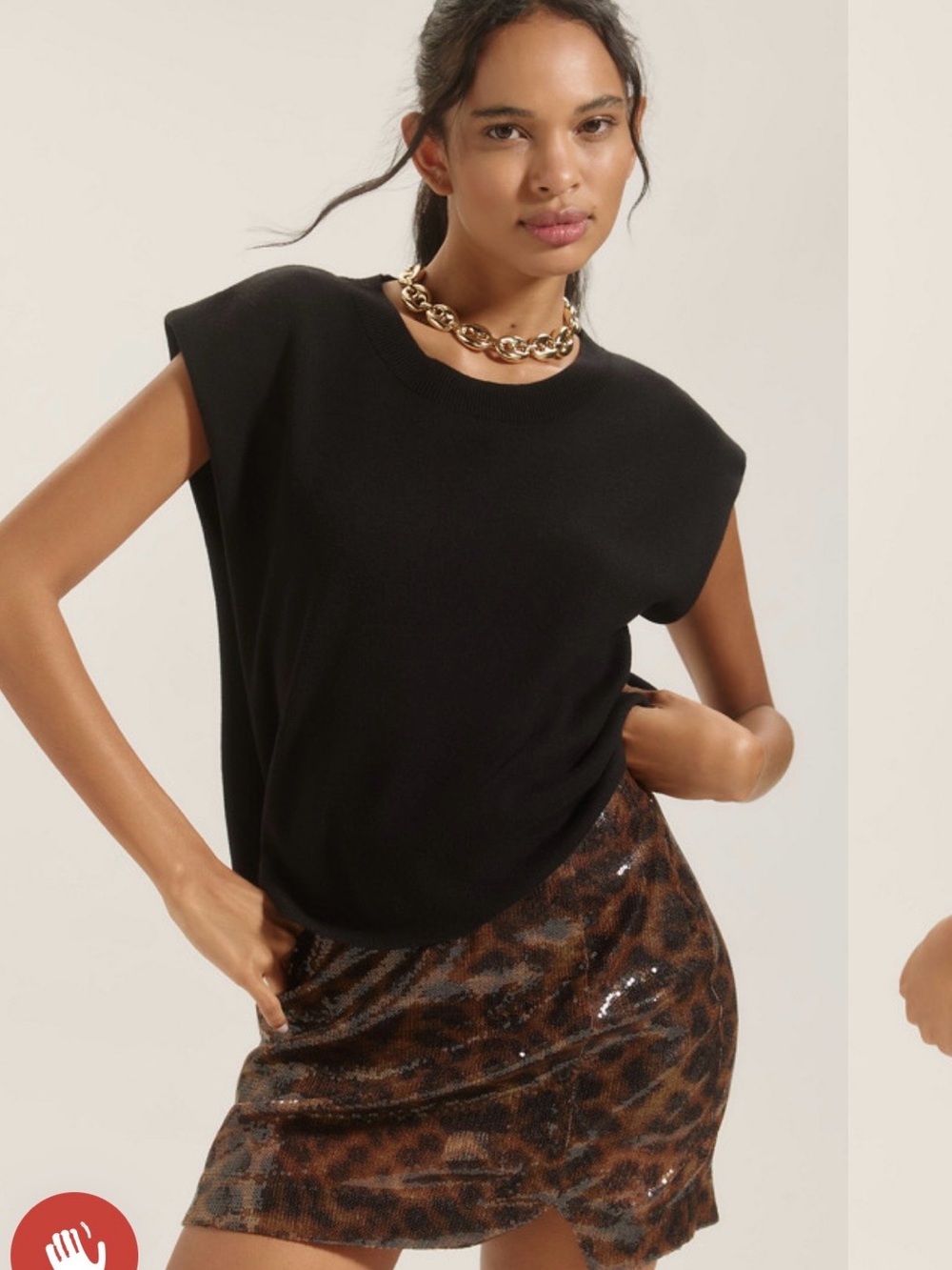 Maeve Anthropologie Noah muscle tank Black Sleeveless Crewneck Knit Top L